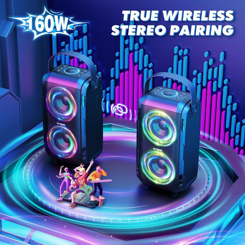 Alto-falante Bluetooth Portátil W-KING T9-2 - 80W, com LED e 24h